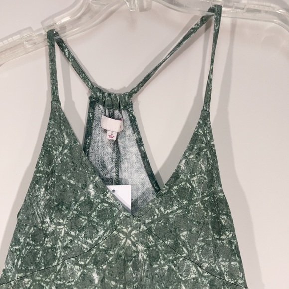 3/$15 So skinny strap tank green print soft boho casual sleeveless top S jr - Picture 6 of 17